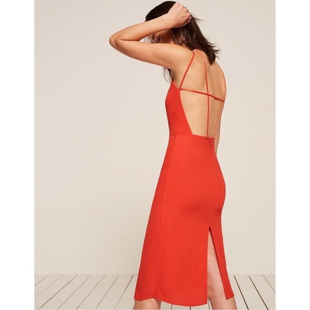 Reformation Sanibel Strappy Red Midi Dress with Open Back size 10